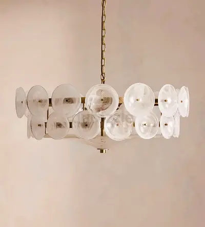 Modern Glass Disc Chandelier Soho Home style- Brass Finish