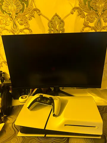 (PS5 + GAMING MONITOR ) PS5 Slim disc (new version) + koouri  FHD 180Hz Curved Monitor 23.6 inch