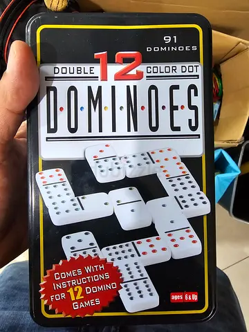 Double 12 Color Dot Dominoes - 91 Pieces in Metal Tin