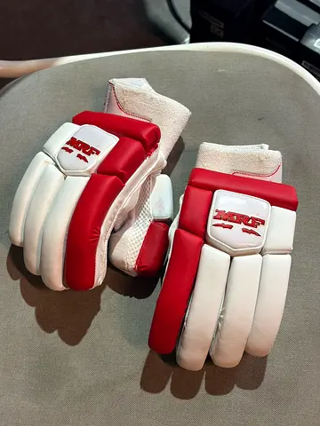 Brand new MRF Cricket Batting Gloves - Red & White, Good Condition