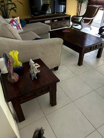 Matching Dark Wood Coffee + Side table