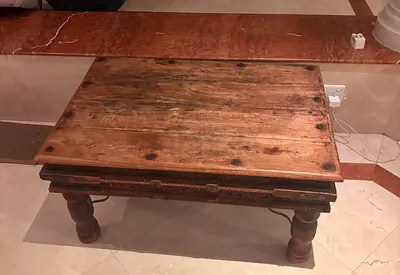 Solid Rustic Wooden Coffee Table - Handcrafted Look L92 xW 60 cm