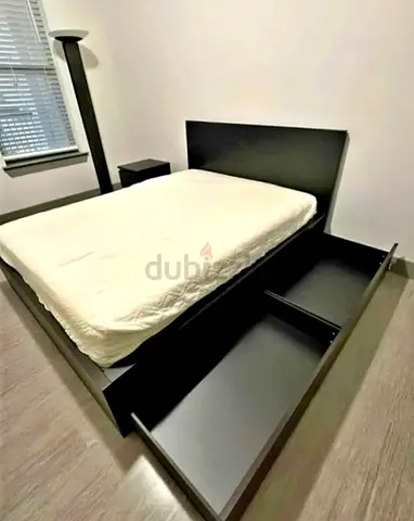 Ikea king size bed with mattress and storage drawers