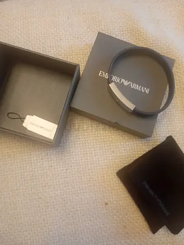 Emporio Armani silicone bracelet with metal plate —new original