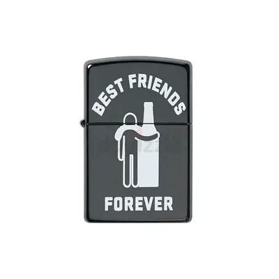 Zippo-style Lighter "Best Friends Forever" Black - UNUSED - 171
