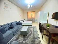 Furnished studio for monthly rent in Al-Yasmeen Towers at the lowest price; prime location close to