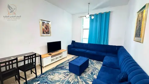 For monthly rent: One-bedroom apartment with a living room, fully furnished, on Khalifa Street, near Safir Mall.