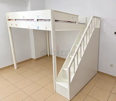 Custom Made White Loft Bed with staircase