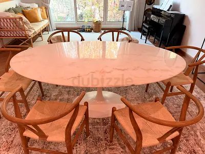 Natural Marble Oval Tulip Dining Table – 6 Seater (Galeries Lafayette)