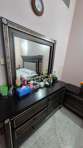 Dark wood bedroom set — good condition