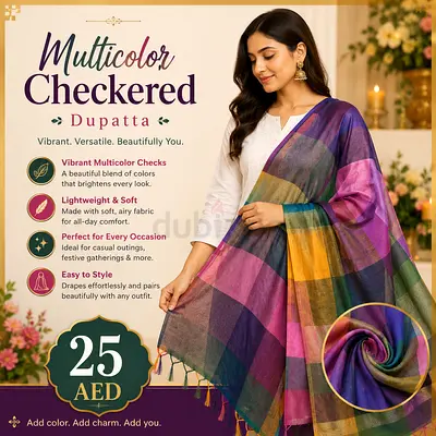 Multicolor Checkered Dupatta