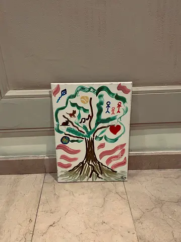 Hand-painted Tree of Life Canvas Artwork, 50x35x2cm