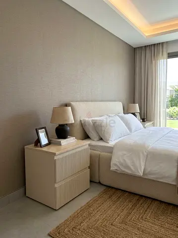Beige Marble top bed nightstands