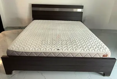 King size wooden bed frame with mattress - good condition