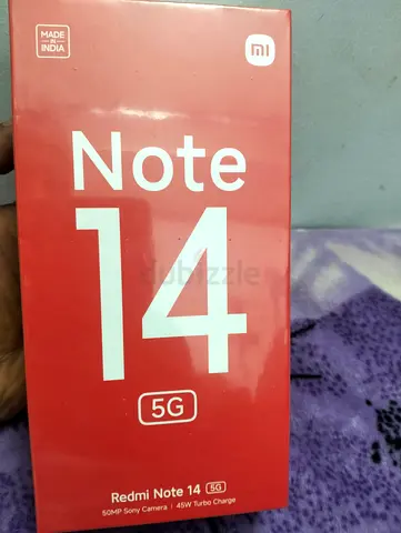 Redmi Note 14 5G phone, brand new, with accessory case and glass screen protector, 256 GB, 8 GB RAM