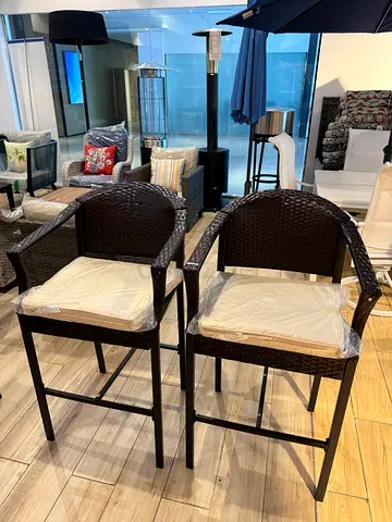 2-Pack Patio Brown Wicker 28 in. H Bar set