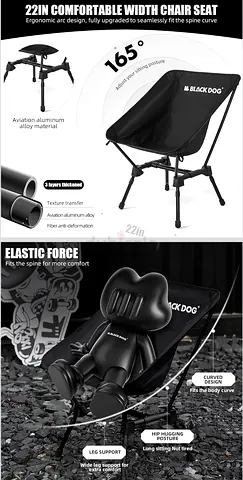PORTABLE Compact Folding Camping Chair - Lightweight Portable Outdoor Seat