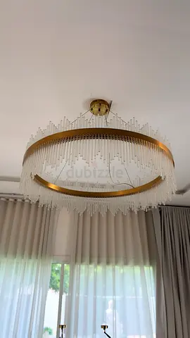 Large Modern Crystal Ring Chandelier - Brass Finish