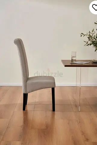Upholstered Dining table with High Back - chair - Light Grey