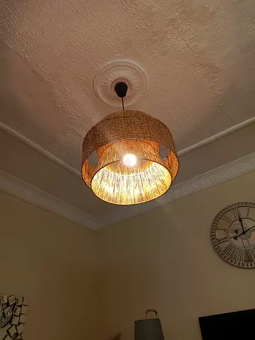 Woven Rattan Pendant Ceiling Light - Rustic Natural Shade 150 for both