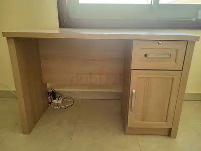 Wooden Desk with drawer and cupboard