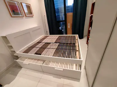 IKEA brimness king size 180×200cm bed frame with headboard+ 4 big storage drawers + IKEA mattress