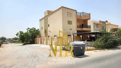 Luxury Corner Villa for Sale in Al Muwaihat 3 – Ajman | 5 Master Bedrooms | 3,600 Sq. Ft. | Two Floors + Roof | Freehold | Includes Electricity, Water