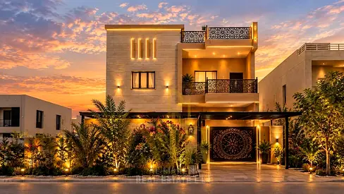 فيلاللبيع في منطقة المويهات 3– بعجمان كورنر طابقين وروف موقع متميز، جاهزة للسكن | تصميم فاخر | تشمل الكهرباء والماء والتكييف |