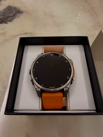 Fenix 8 Amoled Sapphire Titanium Orange Silicone Band 47MM
