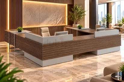 Large U-Shaped Reception Desk Custom Made in Dubai | Ergospace