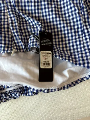 Blue & white gingham bubble dress — size XL, new with tags