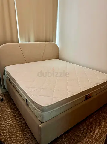 Beige King Size Bed 180x200 with Mattress