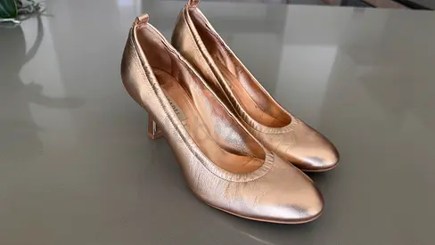 Casadei rose gold heels 36