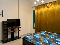 Spacious Private Room with LED TV & Private Washroom for Indian Couples or Ladies with Balcony