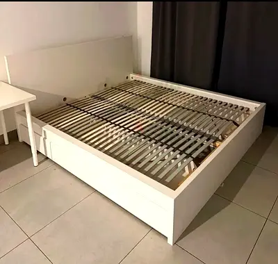 Ikea king size bed with mattress and storage drawers