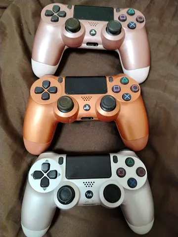 Three Sony DualShock 4 PS4 Controllers - Mixed Colors, Used. (Read desc.)