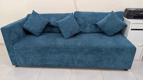 Custom L-shape Sofa 300cm x 150cm with Cushions (4-seat) - Blue