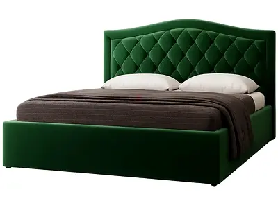 Green Velvet Upholstered Queen Bed Frame with Tufted Headboard