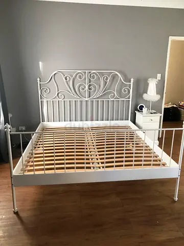Ikea White Metal Double Bed Frame 140x200
