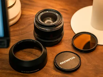 Olympus M.Zuiko 25mm f/1.8 Lens MFT + Hood + B+W ND Filter