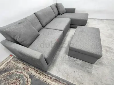 Crate and barrel lshape sofa with ottoman storage