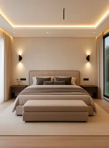 Complete modern king bedroom set with bed, bench and nightstands