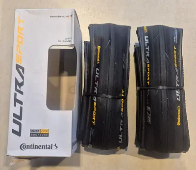 Brand New Pair of Continental Ultra Sport III Folding Road Bike Tires – 700x28c (New in Box)