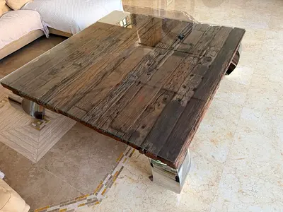 Marina Home Luxury Statement Coffee Table | Reclaimed Railway Timber | 150 × 150 cm