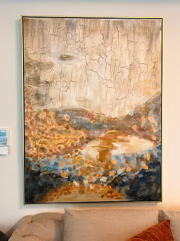 Large framed abstract textured wall art painting