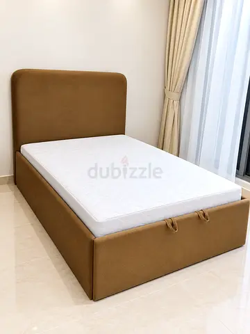 Brand new Double Fabric Bed with Storage - Light Brown