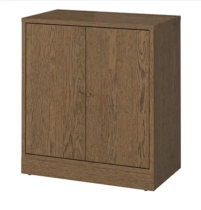 2x Compact 2-Door Wooden Storage Cabinet - Oak Finish