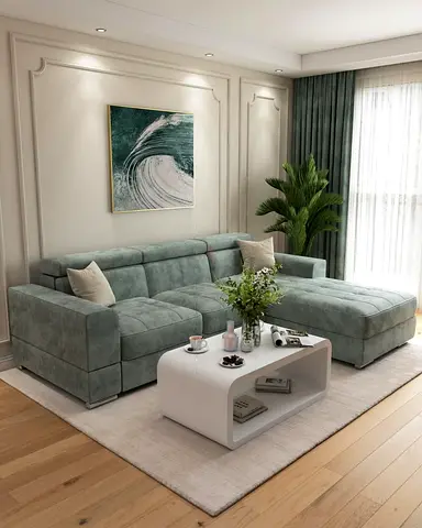 New stylish 5 seater L shape sofa with modern headrest design