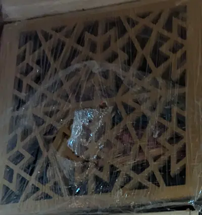 Set of decorative carved wooden cabinet doors / panels (newly wrapped)