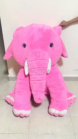 Large Pink Plush Elephant Soft Toy - Good Condition